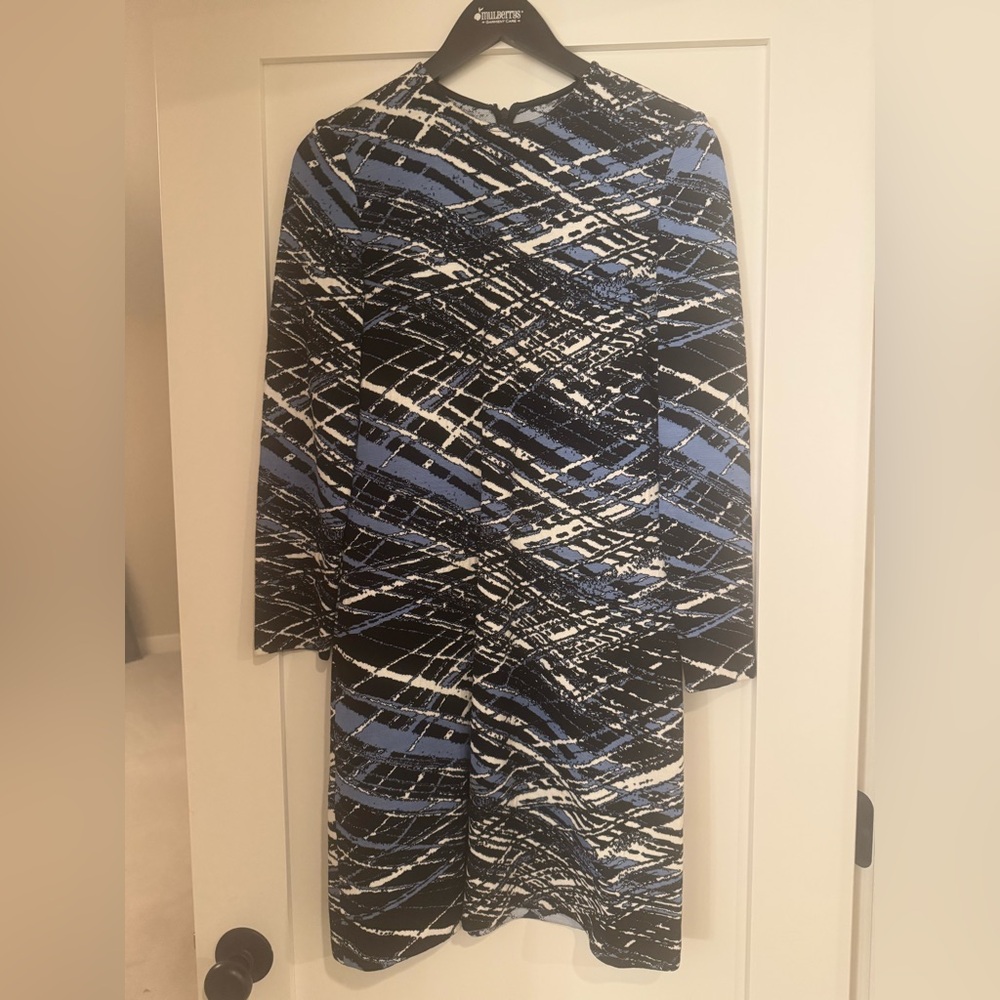 St. John Blue and Black Patterned Dress